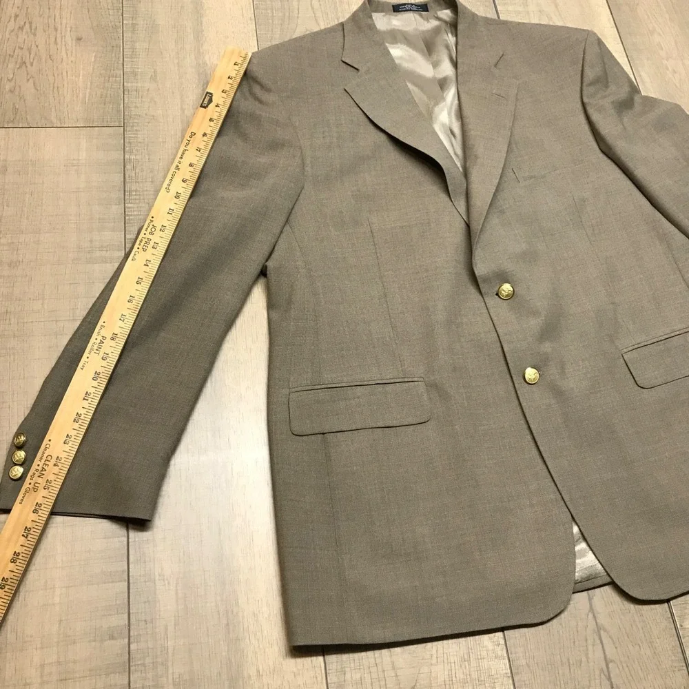 Stafford Hopsack‎ Blazer Mens Size 46L Worsted Wool Blend Brown Sport Coat NEW